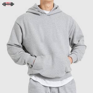 Sudadera con capucha de invierno en blanco 100% algodón con hombros caídos holgados de la mejor calidad Unisex personalizado recortado polar liso 300gsm - Product Image 2