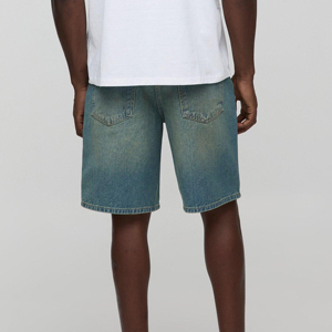 Venta al por mayor transpirable personalizado de alta calidad de verano para hombre Streetwear Low Rise Denim Shorts - Product Image 3