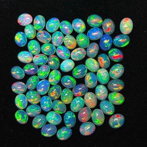 ไฟเอธิโอเปียโอปอล Cabochon อัญมณีโอปอลสีขาวรูปไข่สําหรับงานฝีมือทําอุปทานขายส่ง - Product Image 1