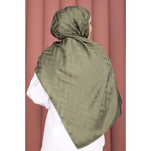 Série de châles jacquard à motif zigzag, style tricoté en laine vert olive pour le département musulman - Product Image 3