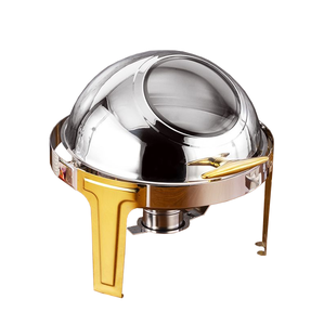 Juego de buffet de plato de frotamiento de acero inoxidable de 6L con calefacción eléctrica con diseño abatible para bufés de desayuno en hoteles y restaurantes - Product Image 6