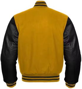 Vestes de baseball vintage en laine pour hommes avec manches en cuir et patchs brodés rayés personnalisés pour l'automne et l'hiver - Product Image 2