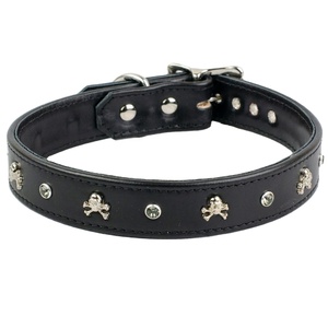 <b>Top</b> Quality Genuine Lightweight Leather Dog Collar With <b>Crystals</b> Studs and Fancy Conchos Work Manufacturer Supplier - Product Image 1