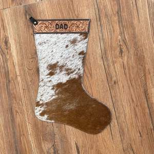 Nueva llegada 16 "Medias grandes de vacaciones de Navidad Viernes negro Regalo Cuero de vaca Floral Tooled Cuero DAD Medias de árbol de Navidad - Product Image 2