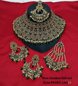 Traditional Antique Handmade CZ Studded Thread Work Patwa Indian Necklaces Earrings & Head Wear For Womens & <b>Girl</b> <b>Jewellery</b> <b>Sets</b> - Product Image 1