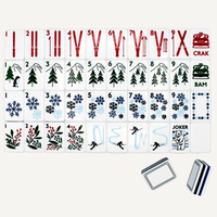 Tuiles de Mahjong Américain de Luxe Let It Snow, Ensemble de 160 Tuiles en Acrylique Premium Noir et Blanc, Collection Designer Ski pour les Fêtes