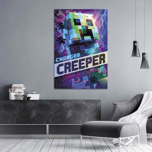 Modern Style Minecraft Creeper <b>Poster</b> Black Frame Wall Decor Charged Paper Art - Product Image 2