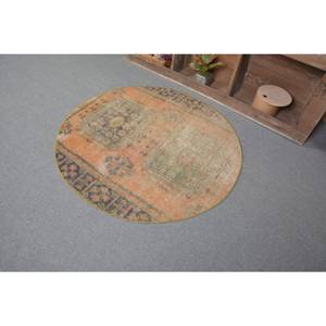 Alfombra turca Vintage verde naranja clásica 4,1X4,2 pies diseño de retazos hecho a mano lana viscosa Material látex respaldo para la vida - Product Image 4