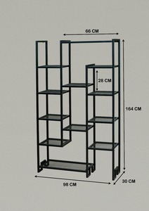 Modern Black <b>Metal</b> Etagere <b>Shelf</b> <b>Unit</b> 12 Tier Modular Bookcase Freestanding Living Room Furniture Minimalist Design - Product Image 2