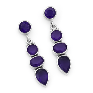 Pendientes Largos de Plata de Ley 925 de Alta Calidad, Chapados en Rodio, Estilo Bohemio, con Amatistas de Múltiples Formas, para Mujer, para Fiestas - Product Image 1