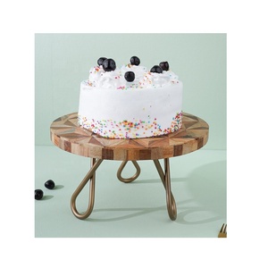 Soporte redondo de madera antiguo para Tartas, diseño estampado de lujo, fabricante, venta al por mayor, para decoración del hogar - Product Image 1