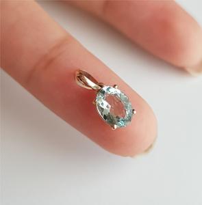 Colgante de Lujo Certificado, Estilo Francés, Plata de Ley Natural con Baño de Rodio, Aguamarina Ovalada con Engaste de Puntas, Hecho a Mano Vintage - Product Image 5