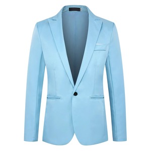 Doublure de haut de couette de couleur bleue pour bébé tenue décontractée pour hommes veste professionnelle manteau simple boutonnage taille personnalisée coupe ajustée blazer pour hommes - Product Image 4