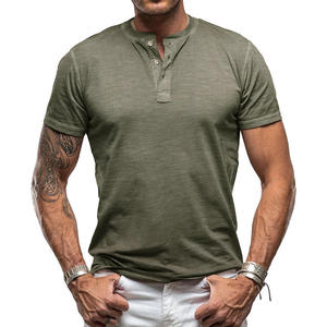 Trendy Stylish Plus Size Men's Henley Shirt <b>Covered</b> <b>Button</b> Durable Breathable Knitted Cotton Casual Collarless Quick Dry - Product Image 2