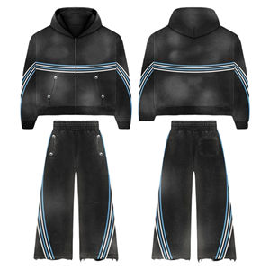 Survêtements pour hommes mode pantalons de survêtement et ensemble à capuche pull personnaliser point lavé à l'acide sweats à capuche pour hommes respirant - Product Image 6