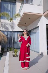 Traje Vintage de Terciopelo Natural Recto de Invierno TOP PENT BATVA 9000 con Bordado ZARI Enriquecido y Trabajo de Espejo Real - Product Image 2