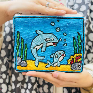 Fantasía elegante hecho a mano con cuentas verano bordado tiburón diseño Mini bolso con cremallera Premium moda lujo moda de la India - Product Image 1