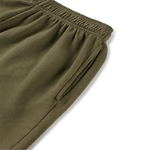 Meilleure qualité 350 GSM solide vert olive 100% coton respirant écologique décontracté taille moyenne fermeture à cordon pantalon court côté - Product Image 6