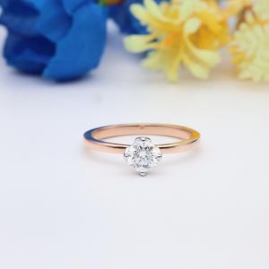 Elegante anillo de diamantes cultivados en laboratorio de solitario de oro rosa de 14K Joyería de compromiso ético IGI Boda clásica Estilo minimalista - Product Image 1