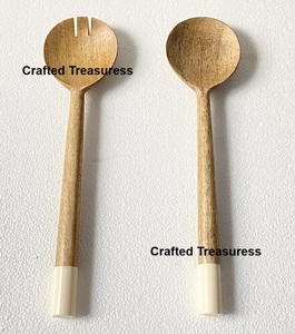Ensemble de couverts en bois naturel au design créatif pour la vaisselle, la cuisine, la décoration de la maison, le mélange et le service de salades - Product Image 5