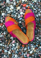 Chaussures marocaines artisanales en raphia naturel, chaussures femme en cuir. Sandales Raphia faites main