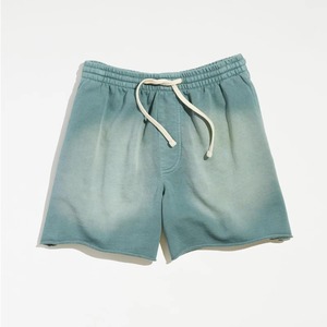 Short surdimensionné de jogging délavé à l'acide pour hommes strass personnalisés coupe brute coton éponge française style délavé au soleil - Product Image 4