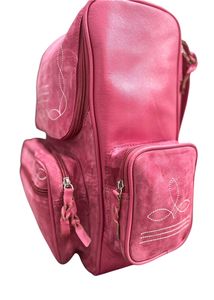 Nouveau best-seller Sac à dos en cuir véritable rose pour couches en daim tendance occidentale faite à la main Produits de qualité supérieure - Product Image 3