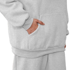 Chándal de algodón de color personalizado, chándal de peso pesado con logotipo personalizado, conjunto de dos piezas para mujer, sudaderas con capucha informales, ropa de calle, chándal 2026 - Product Image 3