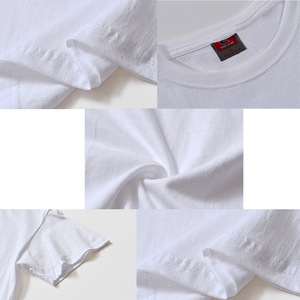 เสื้อยืดสีขาวแขนสั้นผ้าฝ้าย100% สำหรับผู้ชายป้ายโลโก้ตามสั่ง - Product Image 5