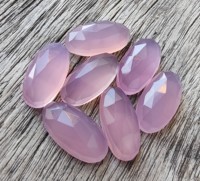 Vente en gros de pierres précieuses naturelles de calcédoine lavande certifiées IGI de la marque Lavira, roses, à dos plat, calibrées, taille ovale rose, toutes tailles