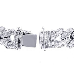 S925 Argent Hip Hop Style Moissanite baguette Ronde VVS Clarté Diamant Bracelet Cubain Pour Hommes - Product Image 4