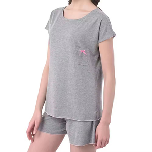 Ensemble décontracté en toile pour femme, 100 % personnalisé, au-dessus du genou, avec logo personnalisé, 2 pièces, manches courtes, couleur unie, écologique, service OEM - Product Image 6