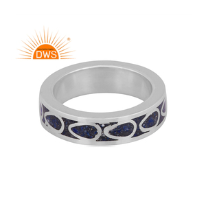 แหวนพลอย Lapis Lazuli ธรรมชาติสำหรับสตรีแหวนเงินแท้925ดีไซน์ใหม่ - Product Image 4