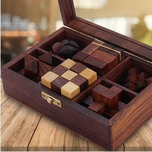 Wooden <b>Puzzle</b> <b>Box</b> Set Multi-Piece Handcrafted Traditional Art Gift for Table Decor - Product Image 1