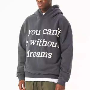 Sweat à capuche en polaire surdimensionné avec logo personnalisé pour hommes, sweat-shirt décontracté en coton chaud d'hiver à motif uni - Product Image 6