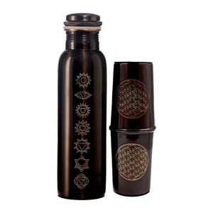 <b>Vintage</b> Design 7 Chakra Copper <b>Bottle</b> Set with 2 Glasses Sturdy and Elegant for Daily Use or Gifting - Product Image 1