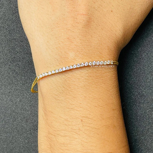 Pulsera de barra de diamante natural de oro macizo de 14 quilates Joyería fina. - Product Image 5