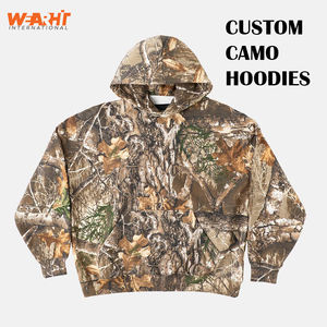100% algodón personalizado camuflaje pulóver hombres al aire libre caza Sudadera con capucha 3D bordado lavado técnicas logotipo personalizado OEM Camo - Product Image 2