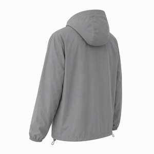 Chaqueta Cortavientos Impermeable de Poliéster 100% Color Gris Personalizado, con Capucha, Estilo Urbano para Hombre, Fabricante OEM ODM de Marca Privada - Product Image 4