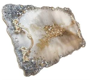 Bandeja de resina rectangular única con centro de mesa decorativo de diseño contemporáneo para mesa de café, bodas y regalos de la India - Product Image 2