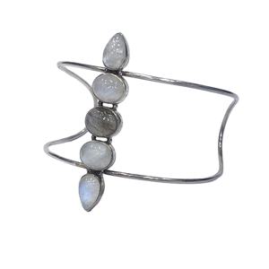 Bracelet de mode en argent Sterling 925 excellente qualité bande réglable à la main pierre de lune arc-en-ciel noire naturelle pierre précieuse mélangée - Product Image 4