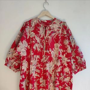 Vestido Midi Kyra con estampado Floral rojo para mujer de verano, minivestido con cuello profundo y tirantes, regalo perfecto para su ser querido - Product Image 1