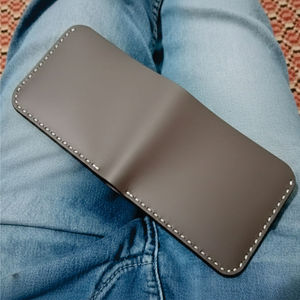 Men's Vintage Bifold Genuine Leather <b>Wallet</b> Coin Pocket Card Holder Large Capacity Daily Use Pearl Open Diamonds Light Letter - Product Image 1