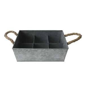 Caddy en métal galvanisé à revêtement vert avec poignée en bois et 4 compartiments pour vaisselle Excellent rapport qualité-prix - Product Image 4