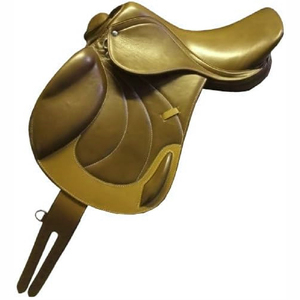 Selle de dressage en cuir pour cheval, légère, facile à nettoyer, surface doublée de mousse, panneaux et options de sangle réglables pour les cavaliers modernes - Product Image 1