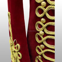Veste personnalisée de hussard tressée en velours rouge historique napolitain