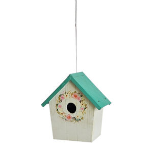 Nichoir à oiseaux en bois à suspendre pour la décoration de jardin en plein air, abri de nidification pour oiseaux en bois naturel rustique pour balcon, patio, cour, maison - Product Image 4