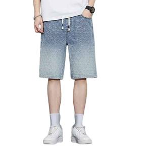 2025 Sun Faded Men's Mid <b>Waist</b> Straight Knitted Custom Labels <b>Low</b> MOQ New Snack Compression Party Wear Men <b>Shorts</b> Denim - Product Image 2