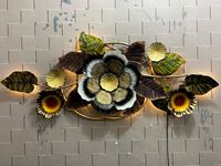 Hermosa Decoración de Pared Metálica 3D para el Hogar, Accesorios de Decoración, Panel de Arte de Pared de Metal con Rama de Palmera Tropical para Decoración del Hogar