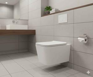 WC intelligent suspendu en céramique moderne, allongé, à chasse d'eau par gravité, bidet, montage mural, drainage en P - Product Image 1